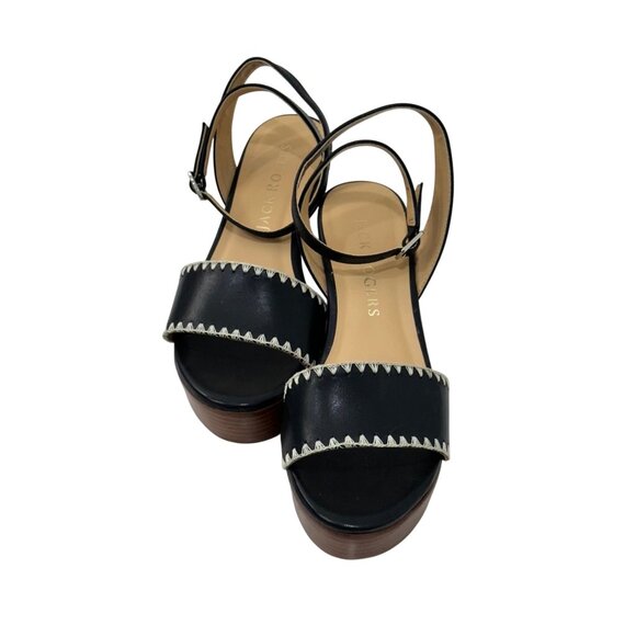 Jack Rogers Women Black Ankle Strap Platform Wedge Sandals SZ 8.5 Flagler Stitch - Picture 12 of 16